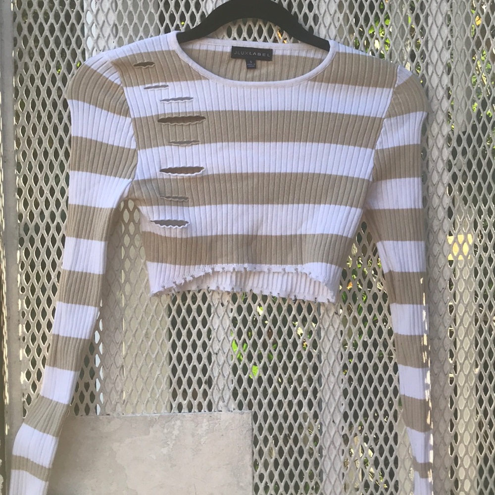 Jlux label long sleeves stripped crop top